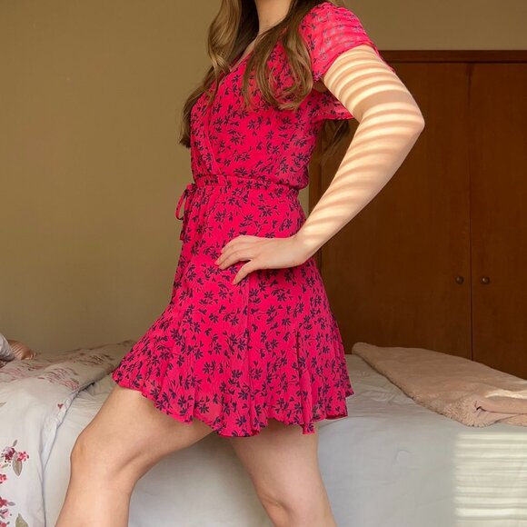 Francesca's Blue Rain Pink Floral Dress - Picture 2 of 6